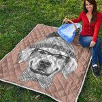 Hipster Golden Retriever Print Quilt