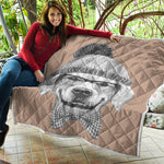 Hipster Golden Retriever Print Quilt