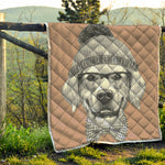 Hipster Golden Retriever Print Quilt