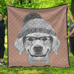 Hipster Golden Retriever Print Quilt