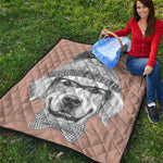 Hipster Golden Retriever Print Quilt