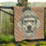 Hipster Golden Retriever Print Quilt