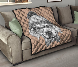 Hipster Golden Retriever Print Quilt