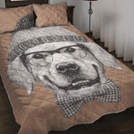 Hipster Golden Retriever Print Quilt Bed Set