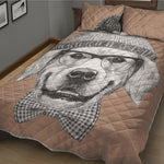 Hipster Golden Retriever Print Quilt Bed Set