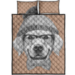 Hipster Golden Retriever Print Quilt Bed Set