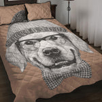 Hipster Golden Retriever Print Quilt Bed Set