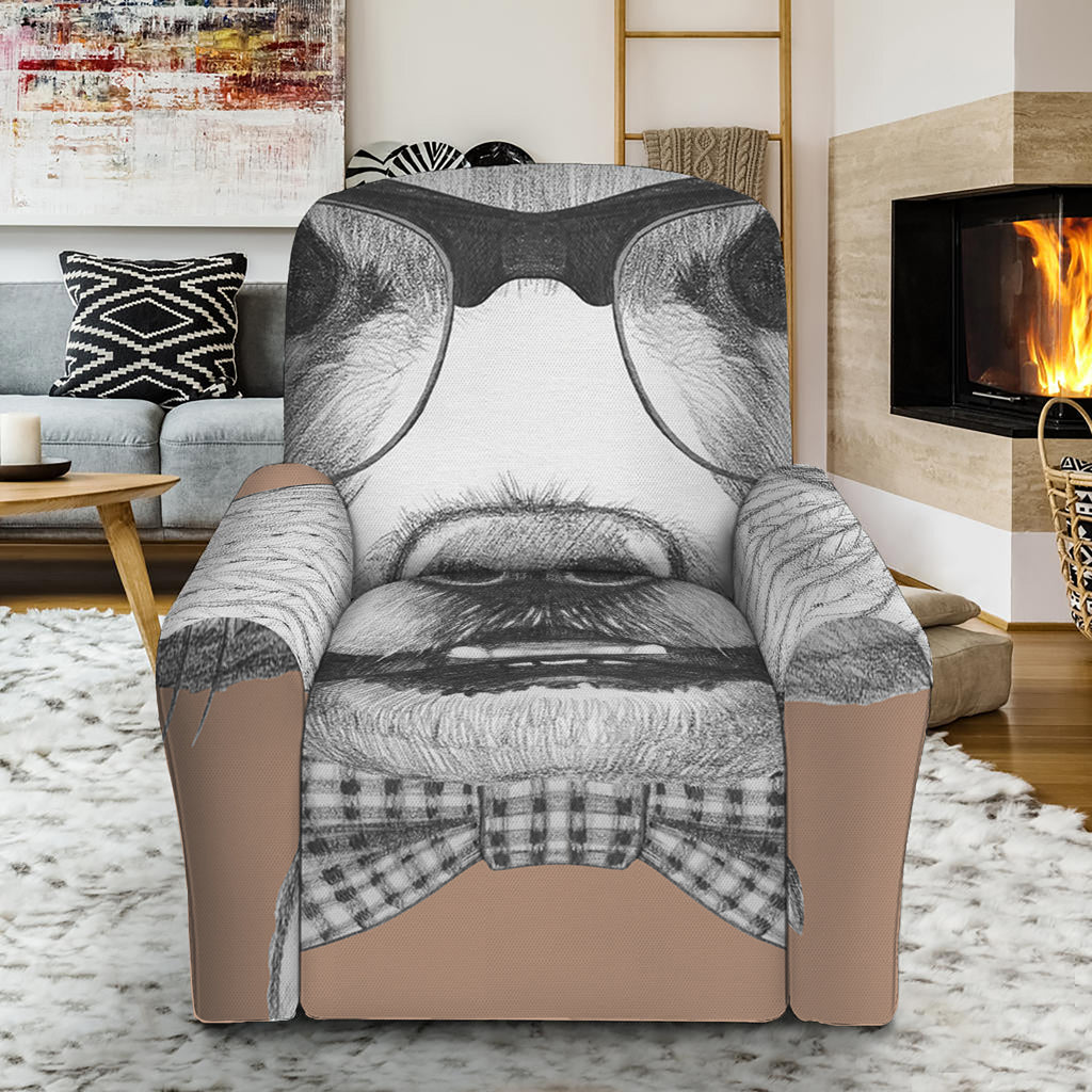 Hipster Golden Retriever Print Recliner Slipcover