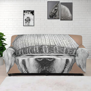 Hipster Golden Retriever Print Sofa Cover