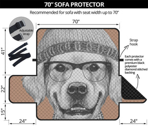 Hipster Golden Retriever Print Sofa Protector