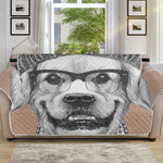 Hipster Golden Retriever Print Sofa Protector