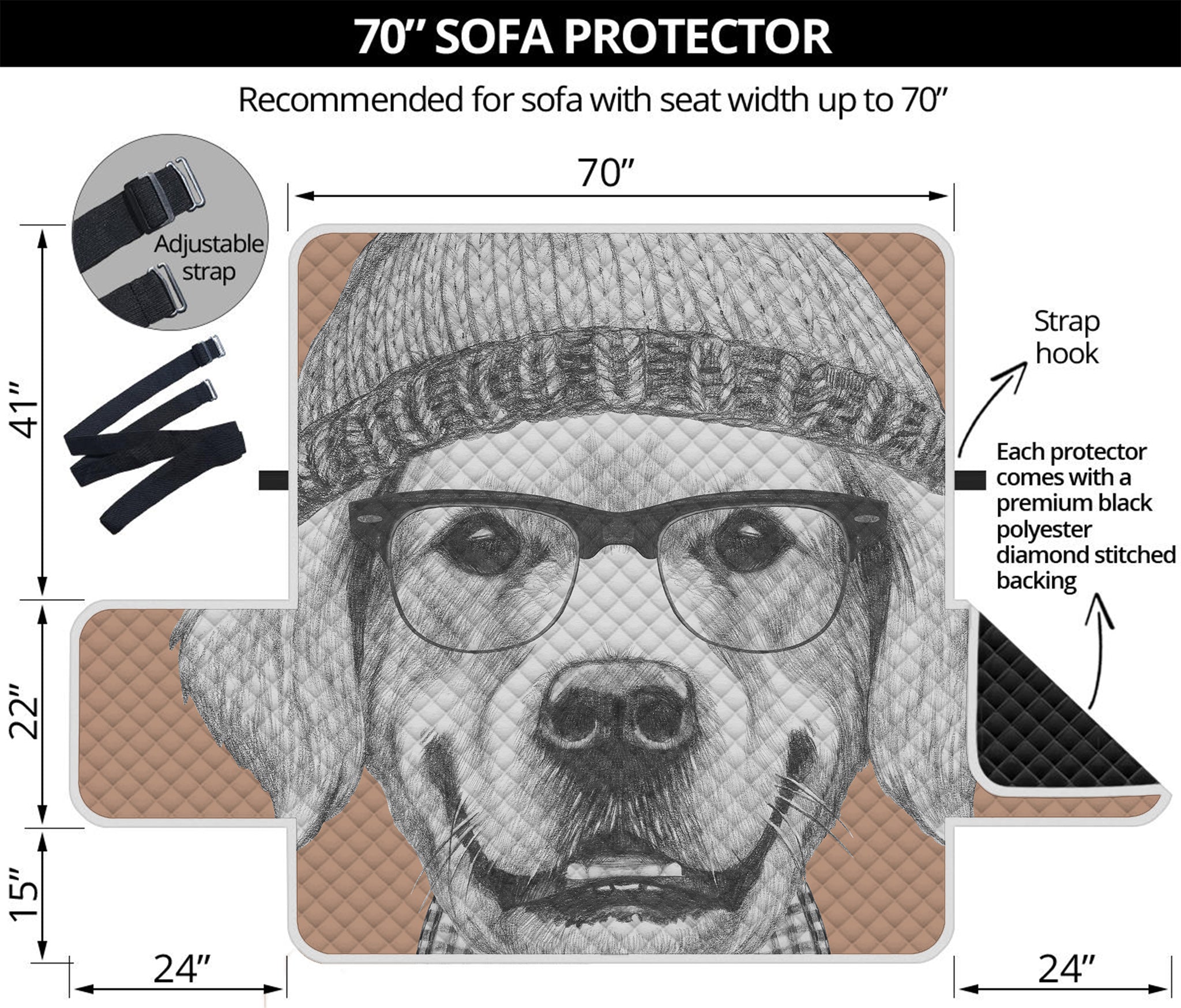 Hipster Golden Retriever Print Sofa Protector