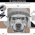 Hipster Golden Retriever Print Sofa Protector