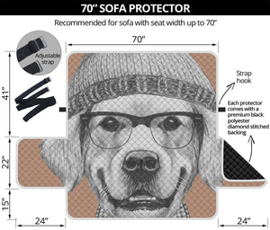 Hipster Golden Retriever Print Sofa Protector