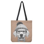 Hipster Golden Retriever Print Tote Bag