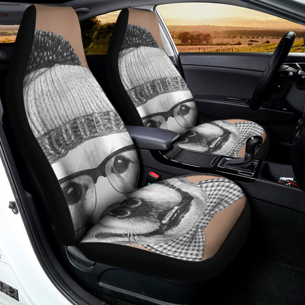 Hipster Golden Retriever Print Universal Fit Car Seat Covers