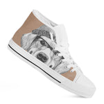 Hipster Golden Retriever Print White High Top Shoes