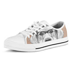 Hipster Golden Retriever Print White Low Top Shoes