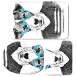 Hipster Jack Russell Terrier Print 3 Piece Bath Mat Set