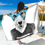 Hipster Jack Russell Terrier Print Beach Sarong Wrap