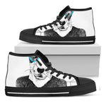 Hipster Jack Russell Terrier Print Black High Top Shoes