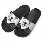 Hipster Jack Russell Terrier Print Black Slide Sandals
