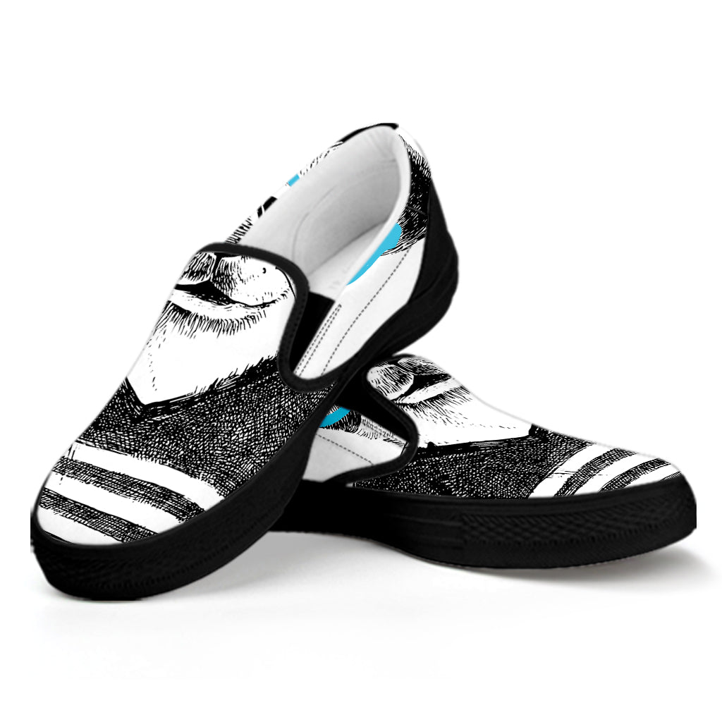 Hipster Jack Russell Terrier Print Black Slip On Shoes