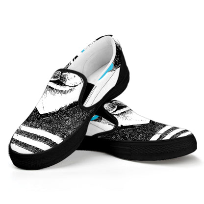 Hipster Jack Russell Terrier Print Black Slip On Shoes
