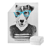 Hipster Jack Russell Terrier Print Blanket