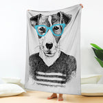 Hipster Jack Russell Terrier Print Blanket