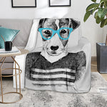 Hipster Jack Russell Terrier Print Blanket