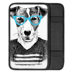 Hipster Jack Russell Terrier Print Car Center Console Cover