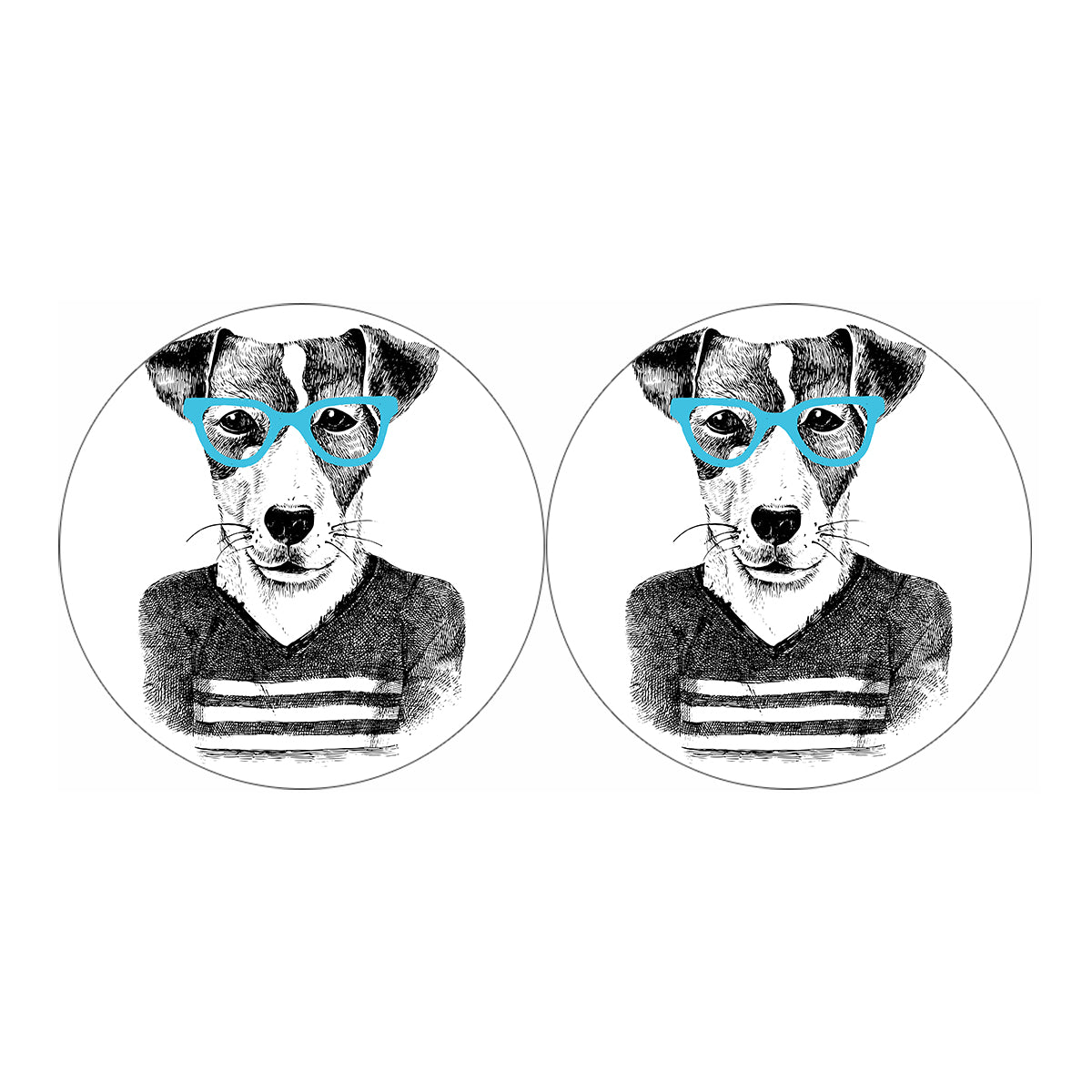 Hipster Jack Russell Terrier Print Car Coasters