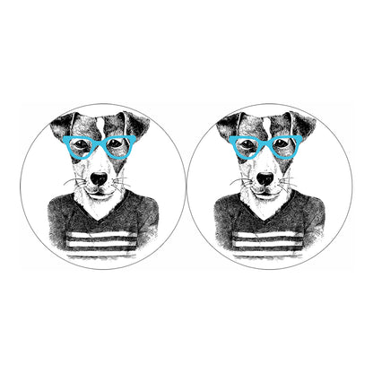 Hipster Jack Russell Terrier Print Car Coasters