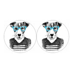Hipster Jack Russell Terrier Print Car Coasters