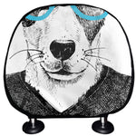 Hipster Jack Russell Terrier Print Car Headrest Covers