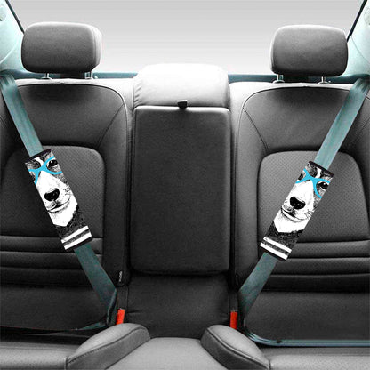 Hipster Jack Russell Terrier Print Car Seat Belt Covers