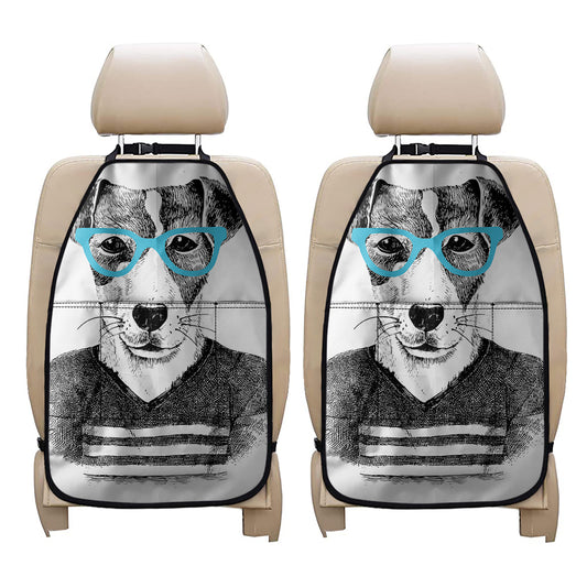 Hipster Jack Russell Terrier Print Car Seat Organizers