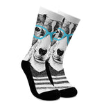 Hipster Jack Russell Terrier Print Crew Socks