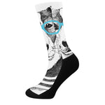 Hipster Jack Russell Terrier Print Crew Socks