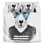 Hipster Jack Russell Terrier Print Duvet Cover Bedding Set