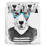 Hipster Jack Russell Terrier Print Duvet Cover Bedding Set