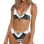 Hipster Jack Russell Terrier Print Front Bow Tie Bikini