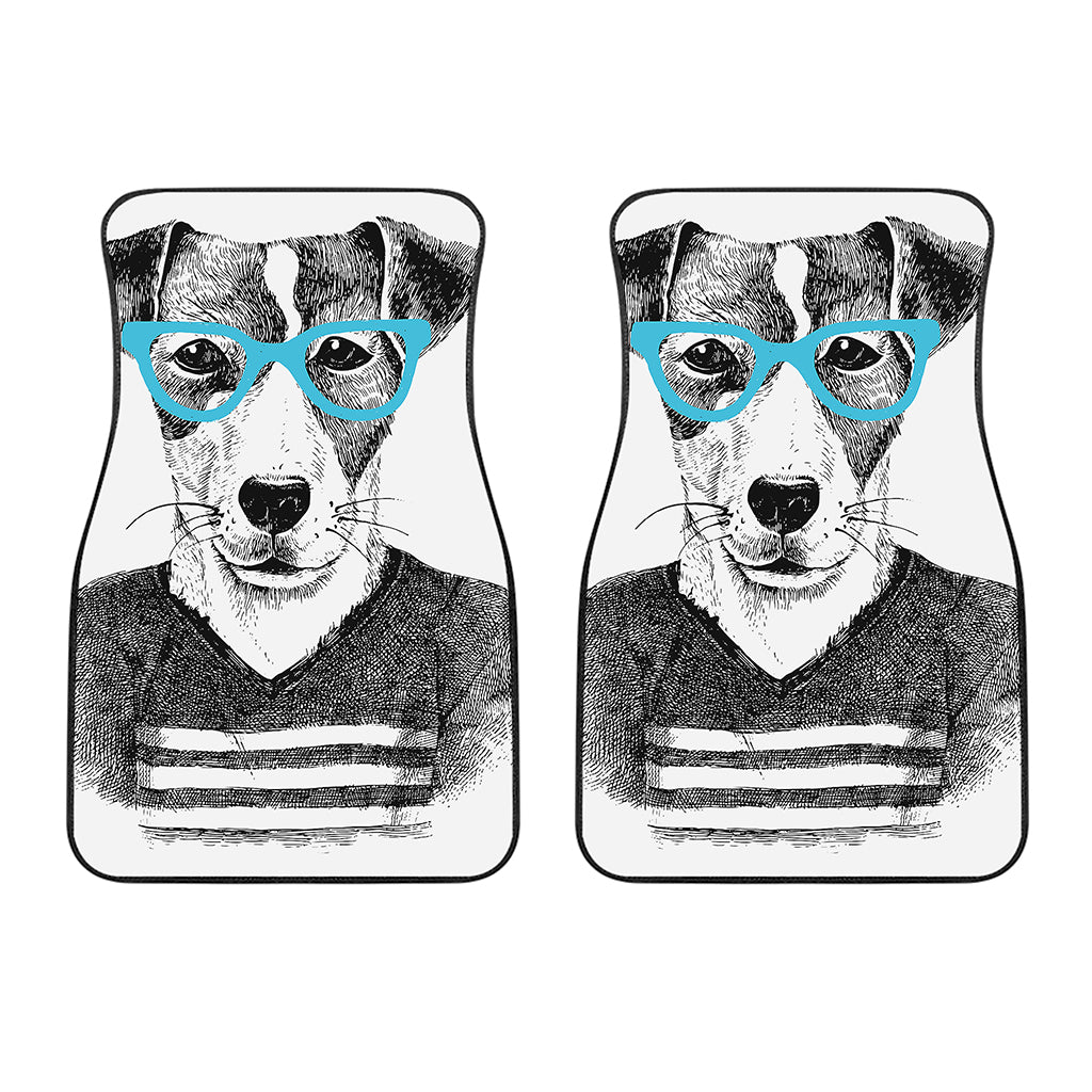 Hipster Jack Russell Terrier Print Front Car Floor Mats