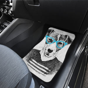 Hipster Jack Russell Terrier Print Front Car Floor Mats