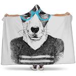 Hipster Jack Russell Terrier Print Hooded Blanket