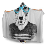 Hipster Jack Russell Terrier Print Hooded Blanket