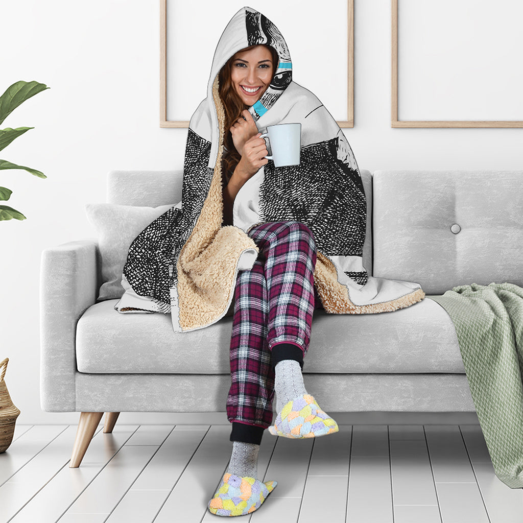 Hipster Jack Russell Terrier Print Hooded Blanket