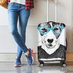Hipster Jack Russell Terrier Print Luggage Cover