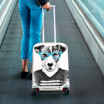 Hipster Jack Russell Terrier Print Luggage Cover